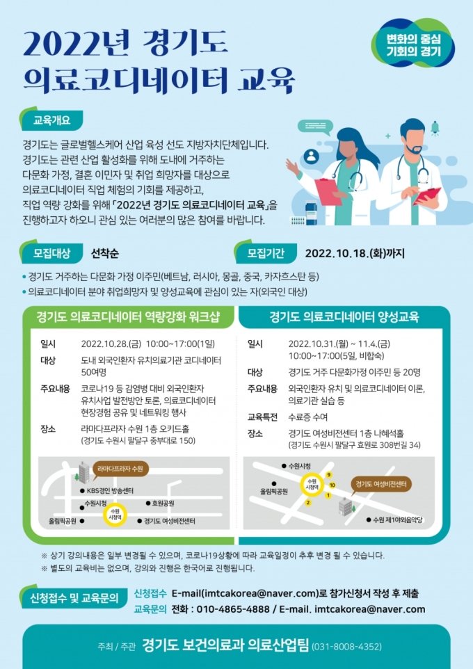 경기도 '의료코디네이터 양성 교육' 참가자 모집