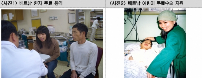 응우옌티땀띵 씨가 봉사활동 중 환하게 웃는 모습