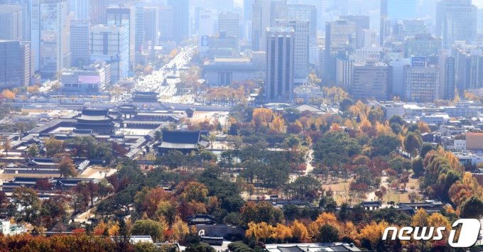 초겨울 날씨를 보인 4일 서울 경복궁에서 알록달록 물든 나무들이 늦 가을 정취를 뽐내고 있다. 2022.11.4 /사진=뉴스1 