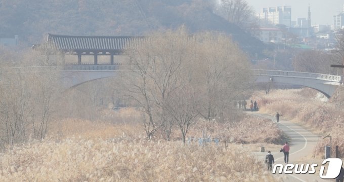 평년보다 높은 기온으로 포근한 날씨를 보인지난 1월 10일 전북 전주시 오목교에서 바라본 도심이 미세먼지로 뿌옇게 보이고 있다. /사진=뉴스1