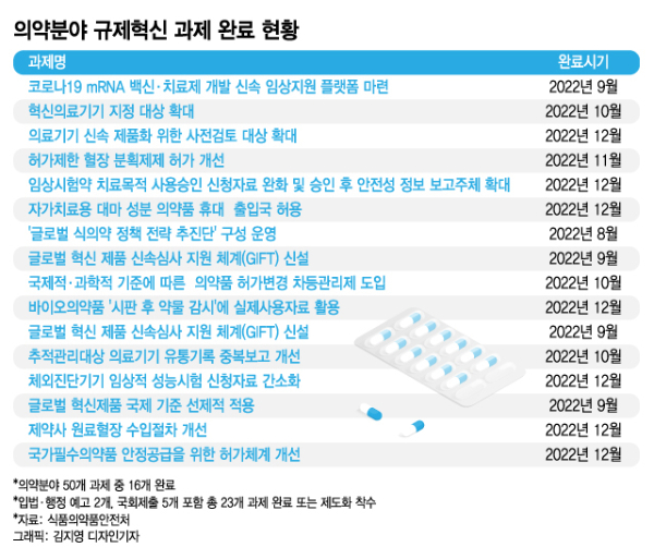 속도내는 의약 규제혁신…목표 과제 절반 '완료 또는 제도화 착수'