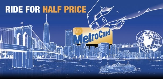 뉴욕 지하철 카드는 65세 이상 거주민과 장애인에게 50% 할인 가격에 판매된다.