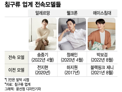 어느새부터 '꽃미남 배우'들이 침구류 모델을 꿰찼다