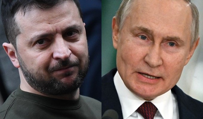 볼로디미르 젤렌스키 우크라이나 대통령(왼쪽)과 블라디미르 푸틴 러시아 대통령/AFPBBNews=뉴스1