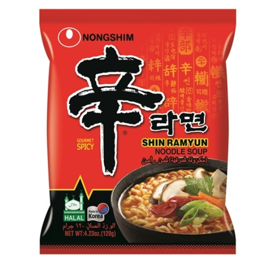 할랄 인증을 받은 신라면. 제품 좌측 하단에 할랄 인증이 붙어있다. /사진제공=농심