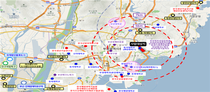 연구산업진흥단지로 지정된 부산 디지털융합 연구개발서비스 특화단지 위치 및 계획도./제공=부산시