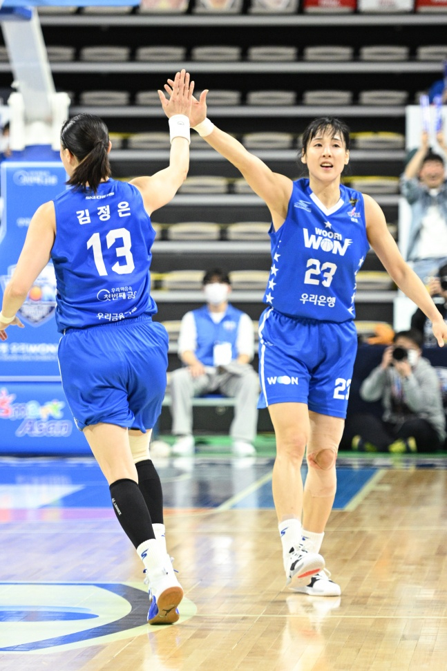 우리은행 김단비(오른쪽)./사진=WKBL