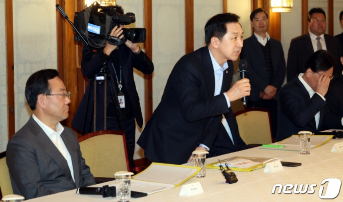 김기현 국민의힘 대표가 19일 오후 서울 종로구 삼청동 총리공관에서 열린 고위당정협의회에서 발언을 하고 있다. /사진=뉴스1