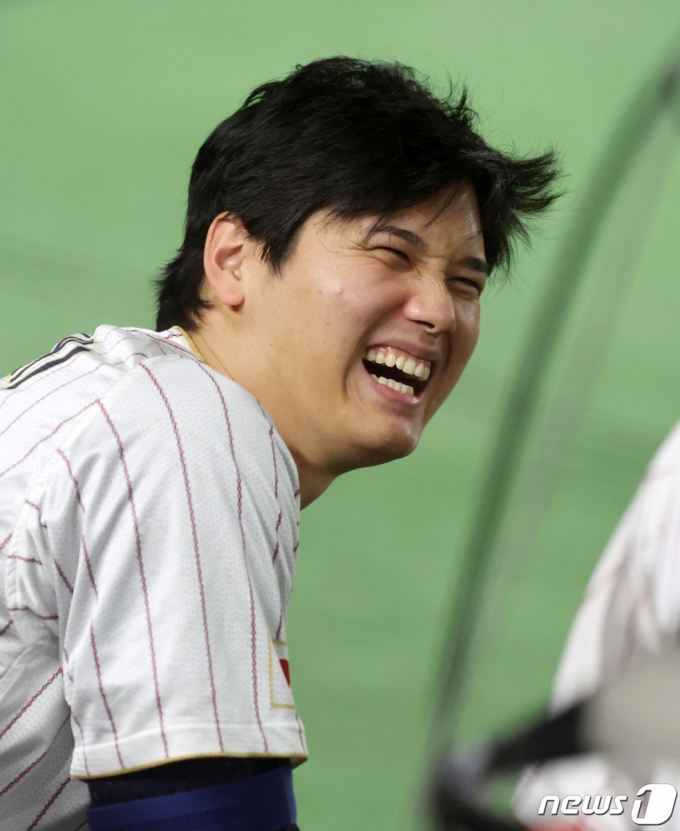 2023 월드 베이스볼 클래식(WBC)에 출전한 일본의 오타니 쇼헤이가 환하게 웃고 있다. /사진=뉴스1