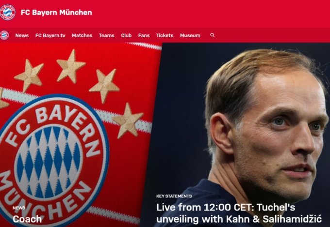 바이에른 뮌헨이 25일(한국시간) 투헬 감독 선임 사실을 공식 발표했다. /사진=뮌헨 공식 홈페이지 