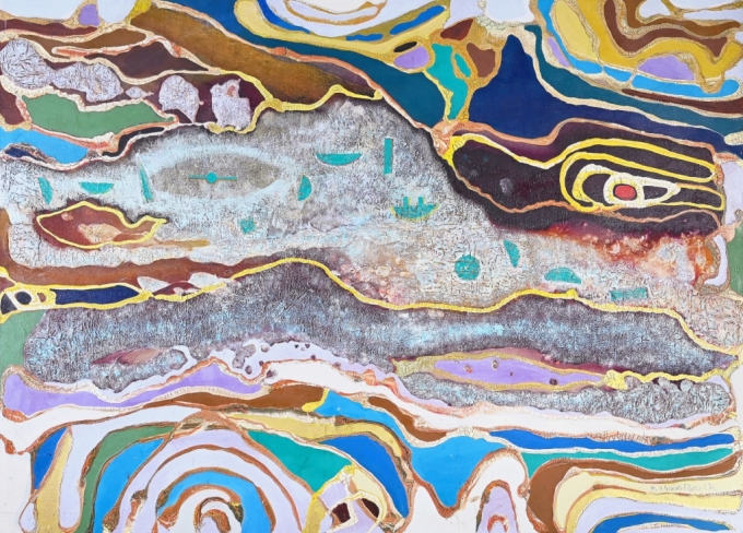 오세영-천지창조(日,月,星의 변화지례) 178cm x 127cm(변형120호) 캔버스에 혼합 1991년