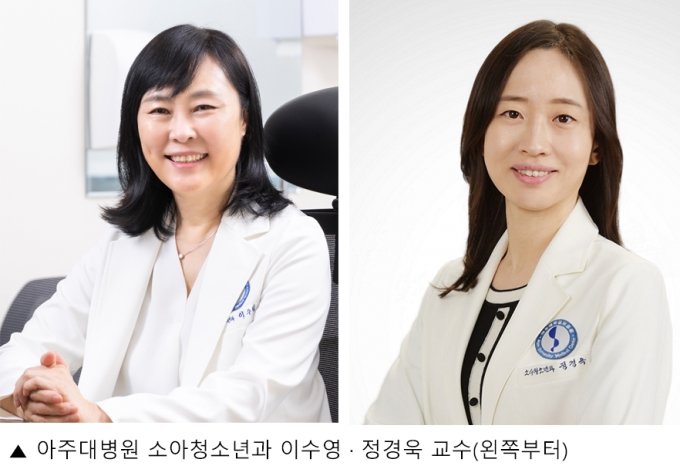 (사진 왼쪽부터)아주대병원 소아청소년과 이수영·정경욱 교수. /사진=아주대병원