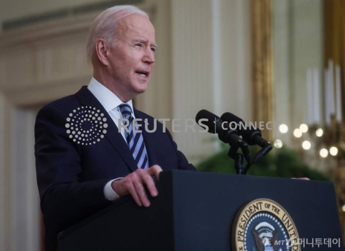 U.S. President Joe Biden delivers remarks on Russia&#039;s attack on Ukraine, in the East Room of the White House in Washington, U.S., February 24, 2022. REUTERS/Leah Millis Date: 24/0