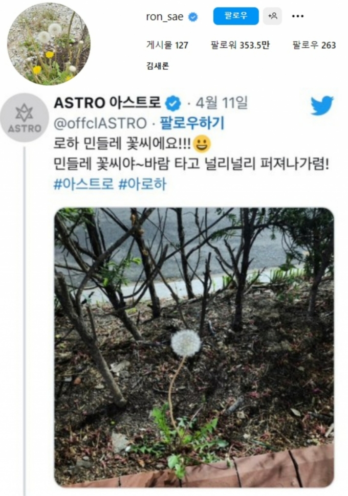 /사진=김새론 인스타그램 캡처, 그룹 아스트로 트위터 캡처