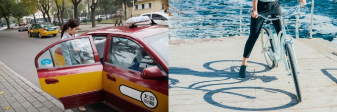 택시(왼쪽) VS 자전거. /사진=게티이미지뱅크