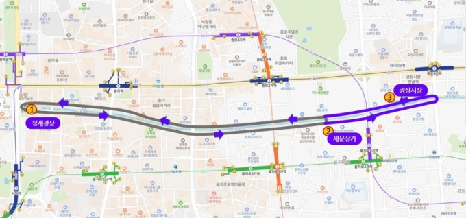 Expansion of Self-Driving Bus Route in Cheonggyecheon Area: Cheonggye Plaza to Gwangjang Market