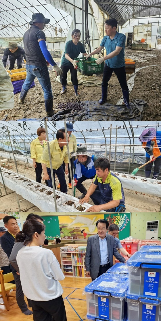 (위부터)강훈식 민주당 의원(사진 오른쪽), 김종민 의원(앞 줄 오른쪽에서 두번째), 변재일 의원(오른쪽에서 두 번째, 이상 성명 가나다순)/사진=각 의원 페이스북 캡쳐