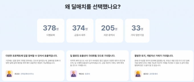 딜매치의 가입자 현황 및 후기/사진제공=웜블러드