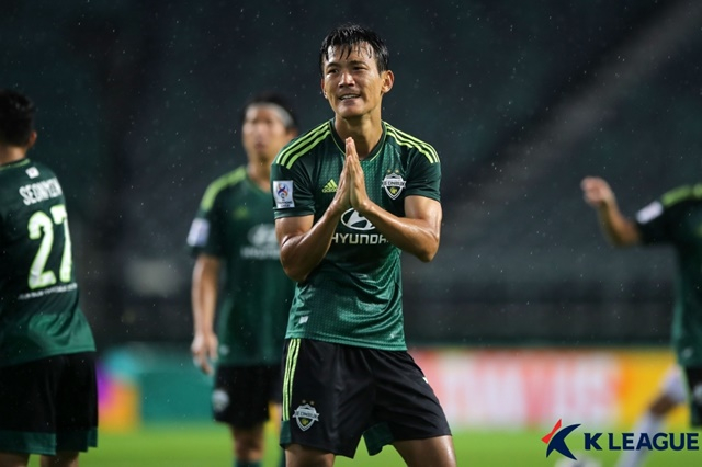 결승골 주인공 전북현대 한교원. /사진=한국프로축구연맹 제공