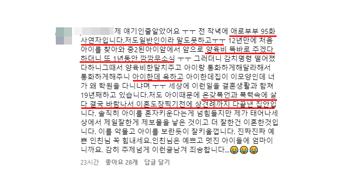 /사진=황철순 전아내 지씨 인스타그램 댓글 캡처