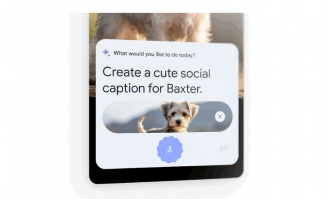 안드로이드 OS의 생성형 AI 비서 '어시스턴트 위드 바드'에게 SNS 사진 게시물을 대신 올려달라고 명령하는 모습. /사진=구글 블로그 갈무리