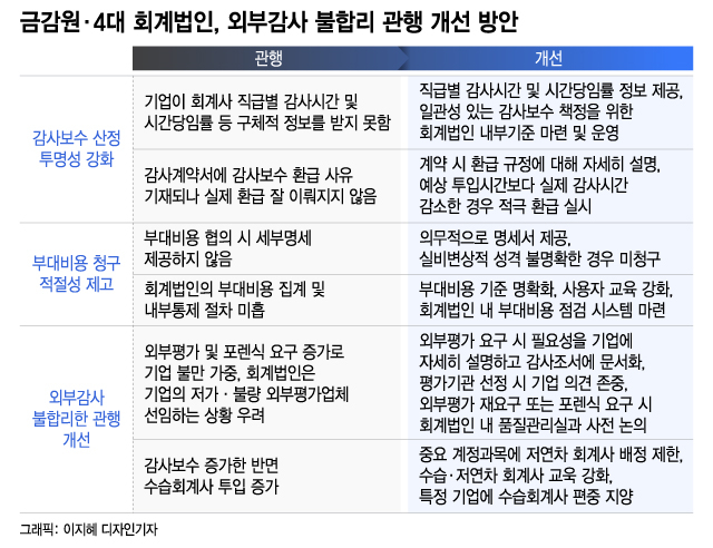 빅4 회계법인, 외부감사 불합리 관행 개선… 기업부담 줄여준다