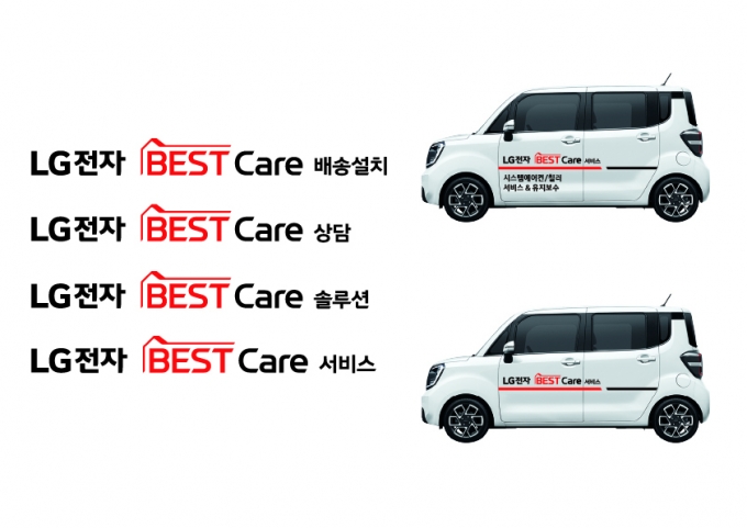 LG전자가 통합 서비스 브랜드 'LG전자 BEST Care'를 론칭한다. 고객에게 '최고(BEST)'의 서비스를 고객의 관점에서 '통합적으로 제공(Care)한다'는 의미를 담았다. 서비스 차량을 시작으로 배송차량, 유니폼, 명함 등에 새로운 브랜드를 적용할 계획이다. /사진제공=LG전자