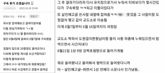 A씨가 올린 구속 후기 /사진=온라인 커뮤니티