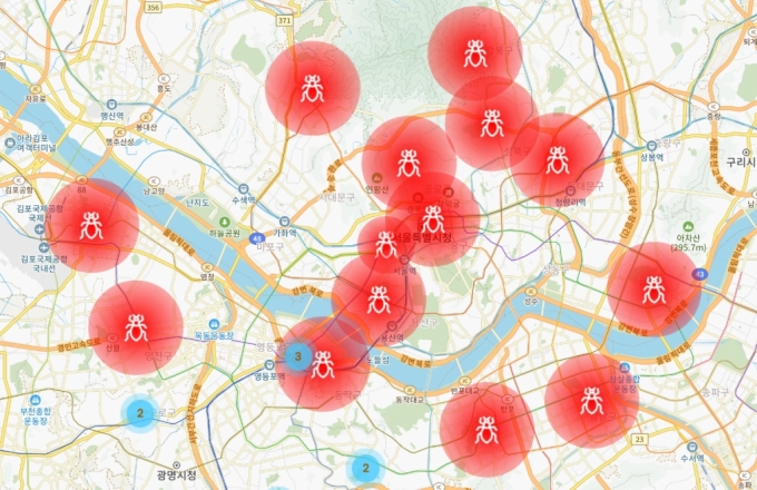 지도상에 빈대 출몰 지역을 표시한 '빈대맵' 서비스. 전국에서 빈대 출몰 신고가 잇따르면서 빈대 공포가 확산하는 가운데 빈대 출몰 정보를 갈무리해 제공하는 사이트가 등장했다. /사진='빈대맵' 갈무리
