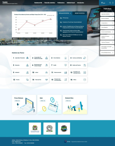 탄자니아 통계DB서비스시스템 '타시스(TASIS)' 메인 화면/사진=통계