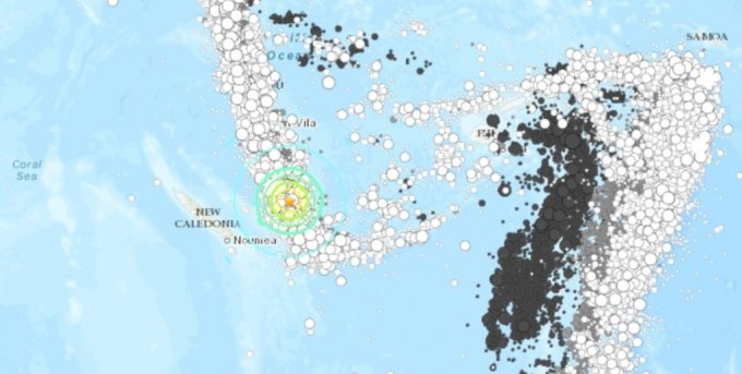 7일(현지시간) 바누아투에서 규모 7.1의 지진이 발생했다/사진=미국 지질조사국(USGS)