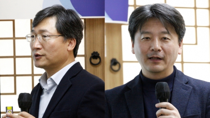 (왼쪽부터)김범진 한국지식서비스산업협의회장과 안동욱 미소정보기술 대표(사업화추진위원회 위원장)/사진제공=한국지식서비스산업협의회