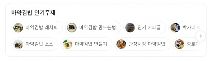 온라인 포털 사이트에 게제된 마약김밥 관련 표기, 홍보 문구. /사진=네이버 갈무리