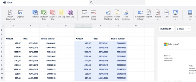 자동화 프로그램 데이터스나이퍼를 엑셀에 연동시킨 모습/사진=datasnipper.com 