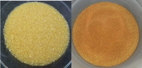 처리 전 폐수지(왼쪽)와 처리 후 폐수지(오른쪽) 비교. 연구팀은 방사성폐기물 속 방사성동위원소를 99% 분리해 회수하는 기술을 개발해 상용화 가능 단계까지 실증했다. /사진=한국원자력연구원