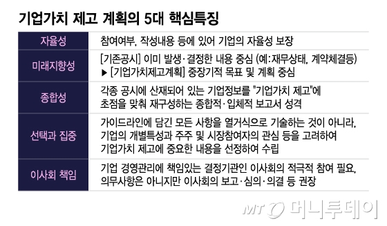 기업가치 제고 계획의 5대 핵심특징/그래픽=이지혜