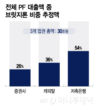 전체 PF 대출액 중 브릿지론 비중 추정액/그래픽=이지혜