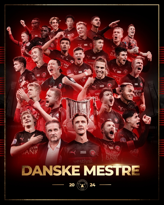 미트윌란의 2023~2024시즌 덴마크 수페르리가 우승 기념 포스터. /사진=미트윌란 공식 SNS
