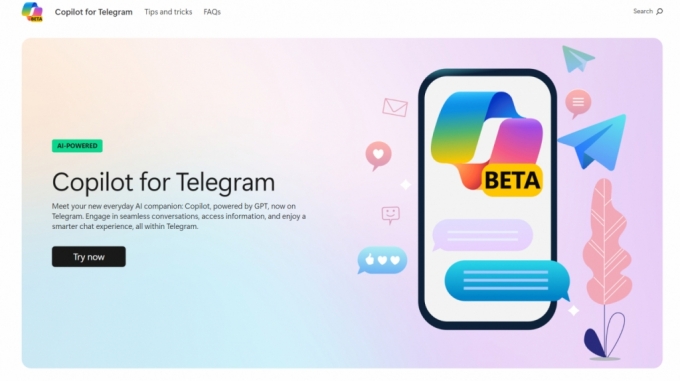 텔레그램용 코파일럿(Copilot for Telegram)/사진=MS(마이크로소프트) 홈페이지 갈무리