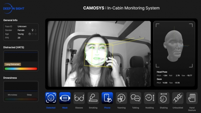 인캐빈USA에서 선보인 차량 실내 모니터링 &#039;카모시스(CAMOSYS)&#039; 데모/사진=딥인사이트