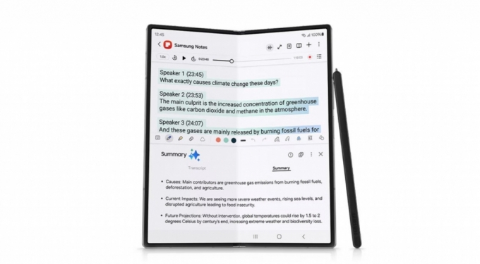 갤럭시 Z폴드6에서 갤럭시 AI와 S펜을 활용하는 모습. /사진= IT 팁스터 에반 블래스(@evleaks)