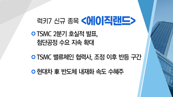 [매매의 기술] 레인보우에 휴머노이드 감속기 공급 시작 '에스피지' VS TSMC 밸류체인 협력사, 조정 이후 반등 구간 '에이직랜드'