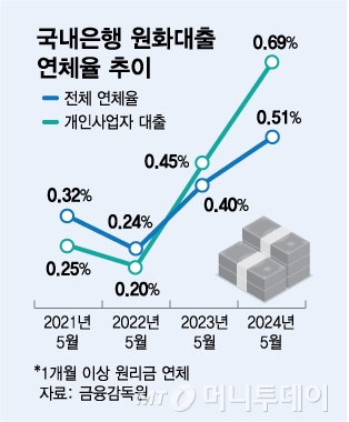 국내은행 원화대출 연체율 추이/그래픽=김다나