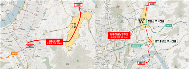 지하철 3호선, 9호선 연장 사업도/사진제공=국토교통부