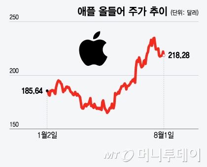 애플 올들어 주가 추이/그래픽=윤선정