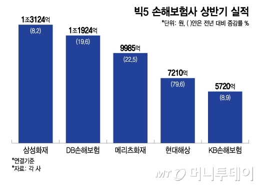 빅5 손해보험사 상반기 실적/그래픽=이지혜