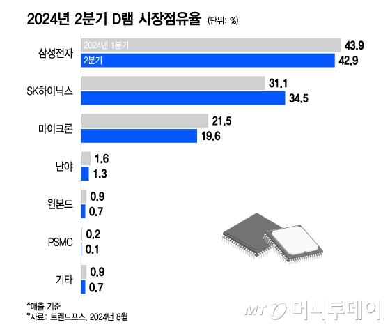 2024년 2분기 D램 시장점유율/그래픽=이지혜