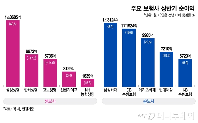 주요 보험사 상반기 순이익/그래픽=이지혜