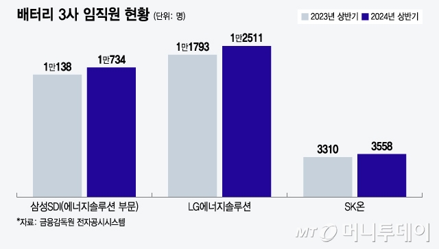 배터리 3사 임직원 현황/그래픽=윤선정