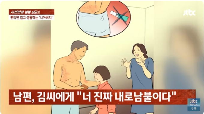 집에서 속옷 차림으로 생활하는 시아버지 때문에 고민이라는 30대 주부의 제보가 전해졌다. /사진=사건반장 캡처